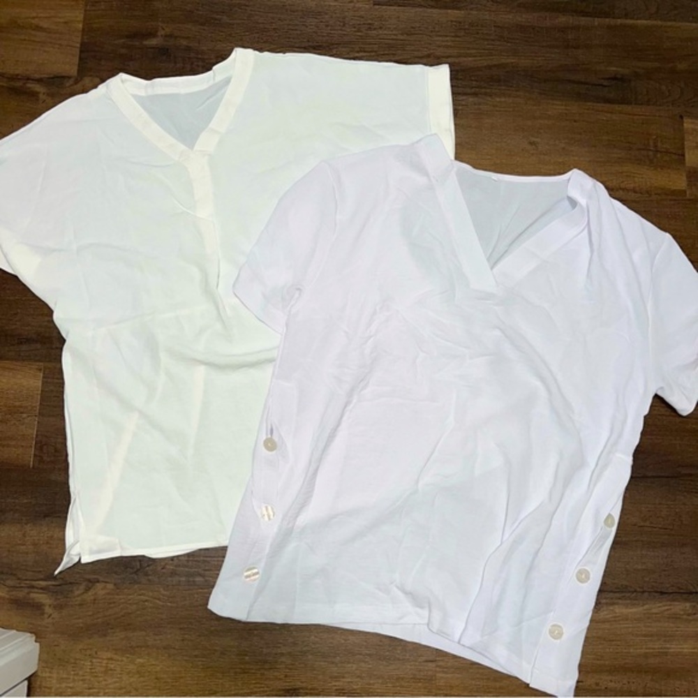 Amazon NWOT White Flowy Blouses